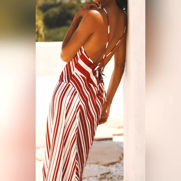 By Anthropologie Women's Sleeveless Cowl Neck Asymmetrical Midi Dress, Red, XS - Picture 3 of 9